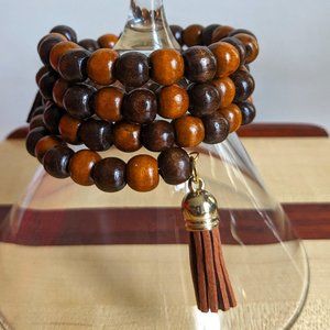 Wooden Beaded Wire Wrap Bracelet